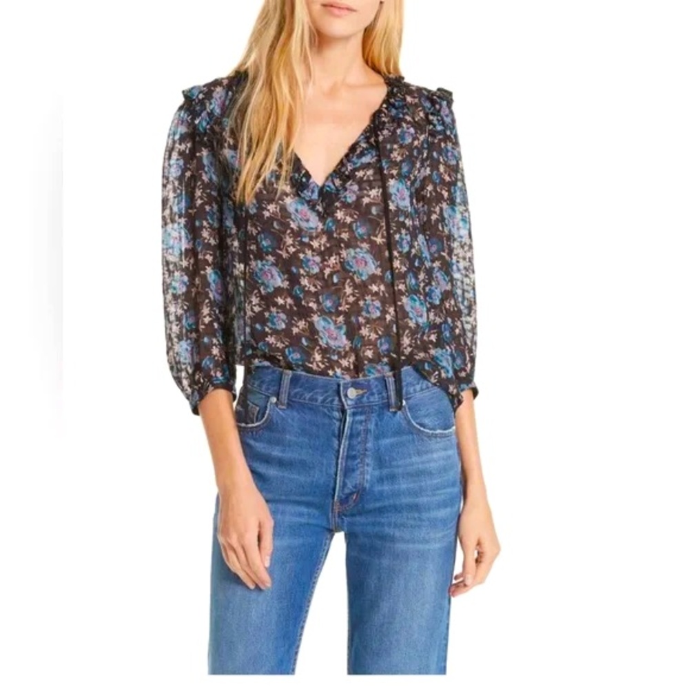 Rebecca Taylor Solstice Floral Pullover Silk Blouse